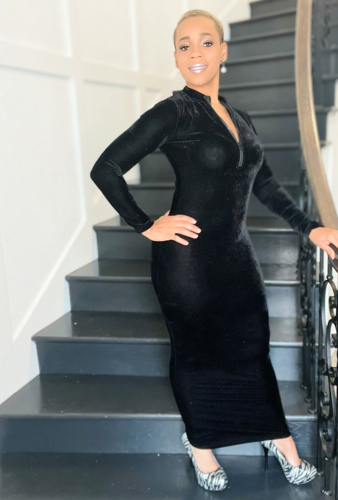 Lady Love Long Sleeve Black Maxi Dress
