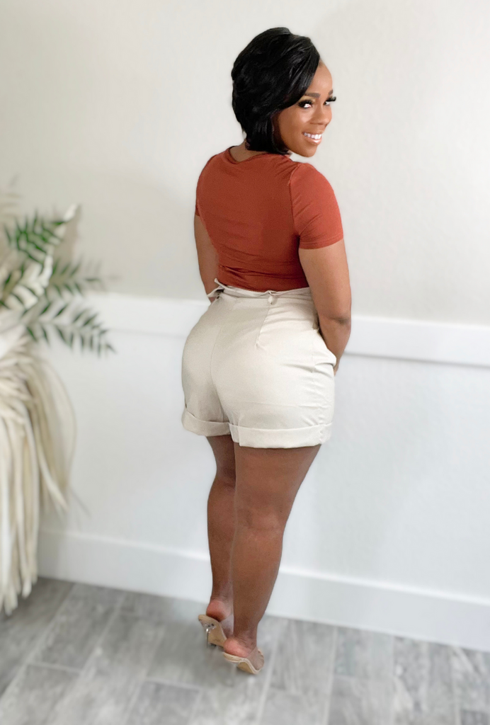 Zena -High Waist Shorts (Cream)
